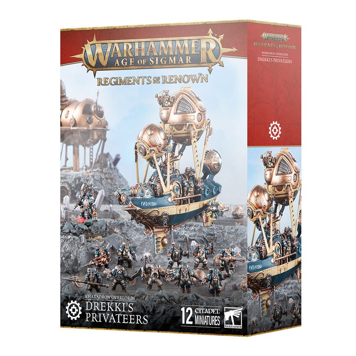 Extensie de joc Warhammer Age of Sigmar, Drekki's Privateers Kharadron Overlords, Games Workshop, 183 piese, gri