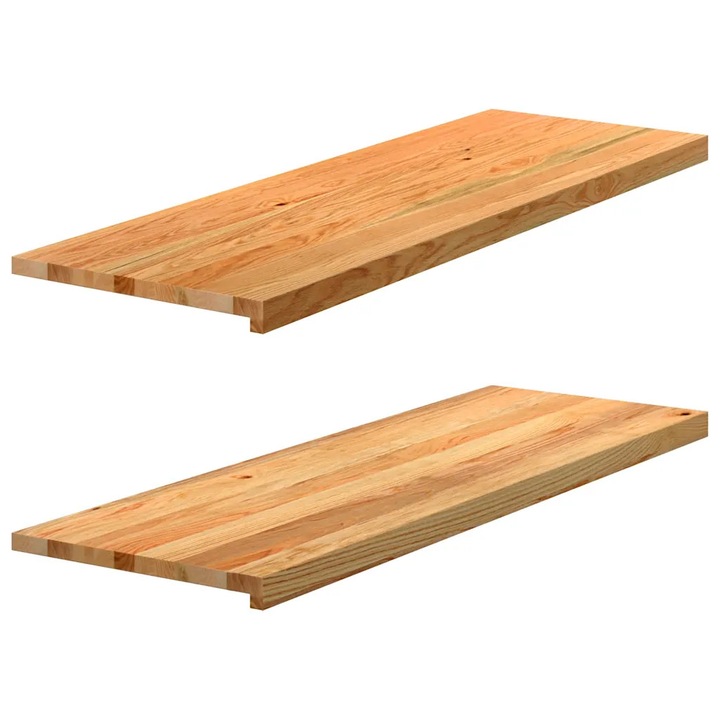 Parapet din lemn de stejar, set 2 bucati, 120x40x2 cm, culoare deschisa