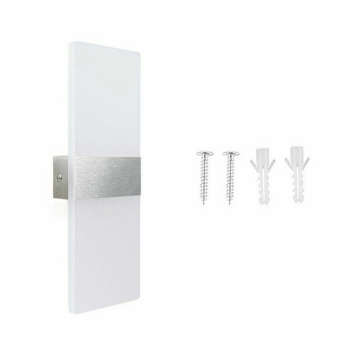 LED-es akril fali lámpa, 12W, téglalap alakú, 220V, 3000K meleg fény, 29x11x4cm