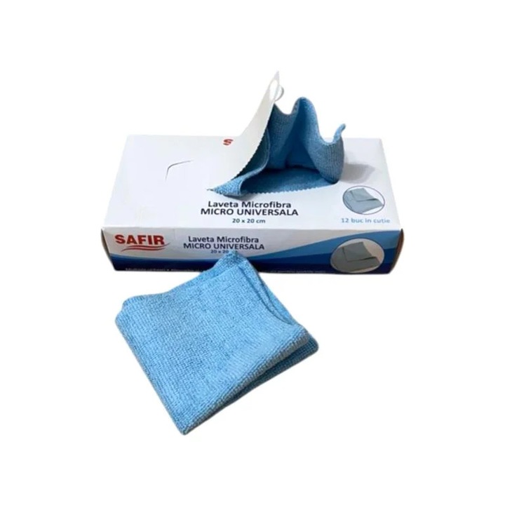 Lavete Microfibra Safir 20x20cm, Cutie(12buc/set)