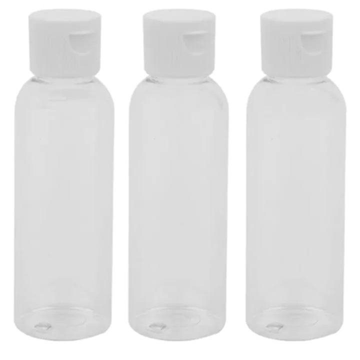 Комплект от 3 прозрачни бутилки за пътуване 100 мл