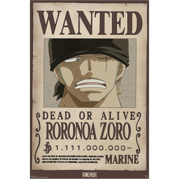Poster Maxi GB eye, One Piece, Wanted Zoro Wano, 91.5 x 61 cm