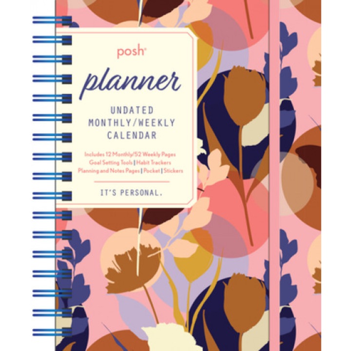 Posh: Planner Undated Monthly/Weekly Calendar: Pink Silhouette Floral, Andrews McMeel Publishing (Author)