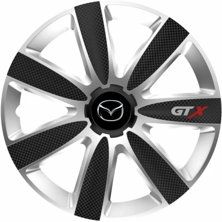 Set 4 Capace Roti GTX Carbon Gri-Negru R16, Pentru Mazda