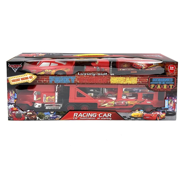 Autószállító készlet, Mack Truck, McQueen-nel és kocsikkal