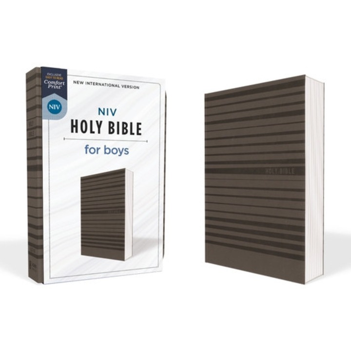 Niv, Holy Bible for Boys, Soft Touch Edition, Leathersoft, Gray, Comfort Print, Zondervan