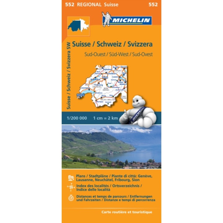Suisse Sud-Ouest - Michelin Regional Map 552 Map
