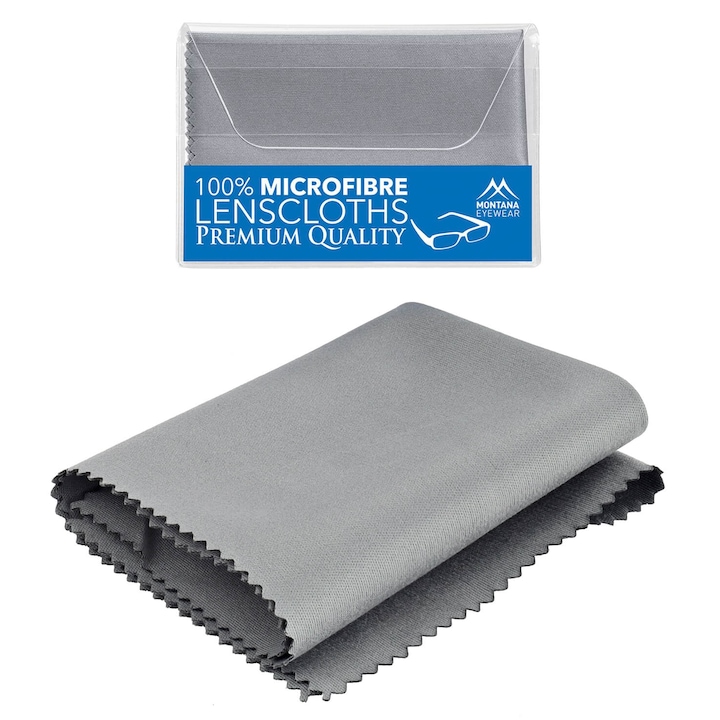 Servetel din microfibra premium Montana, 18x15cm, gri, pentru curatarea ochelarilor si lentilelor
