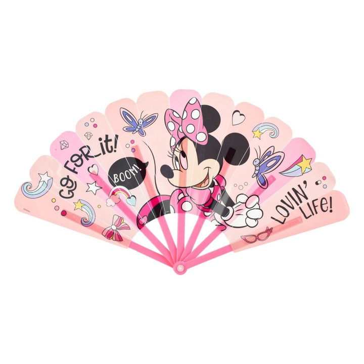 Evantai roz minnie pentru copii 24cm