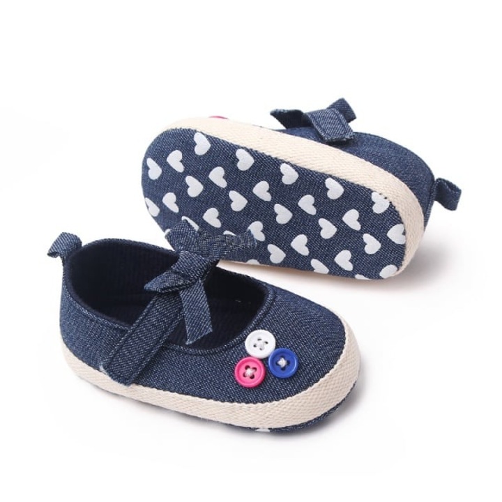 Обувки SuperBaby, Модел AL 13691 с бели точки, Текстил, Момичета, 3-6 месеца, Тъмносин, 18