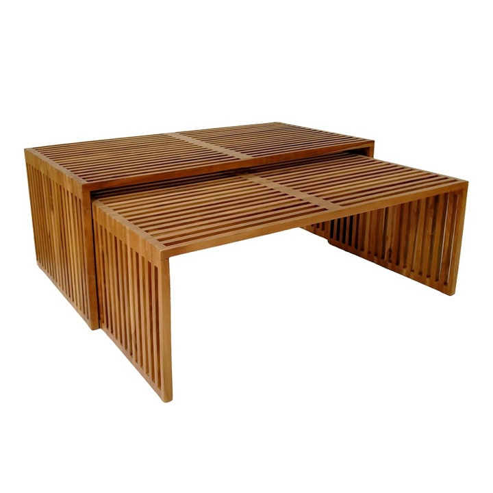 Set 2 Mese de Cafea Pako World Tinnie, lemn de tec, natur, 116x60x46cm, 110x60x40cm