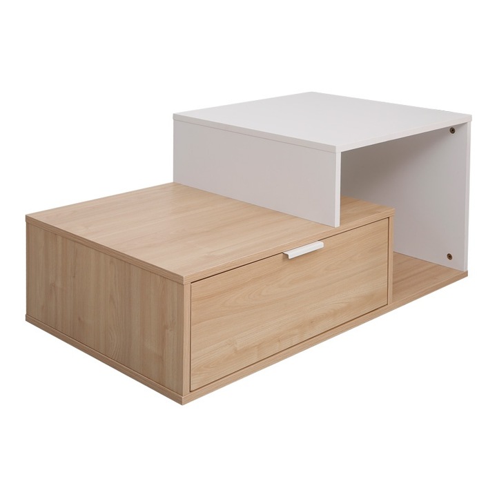 Холна маса модел Vople, естествено/бяло, 90x50x40 см