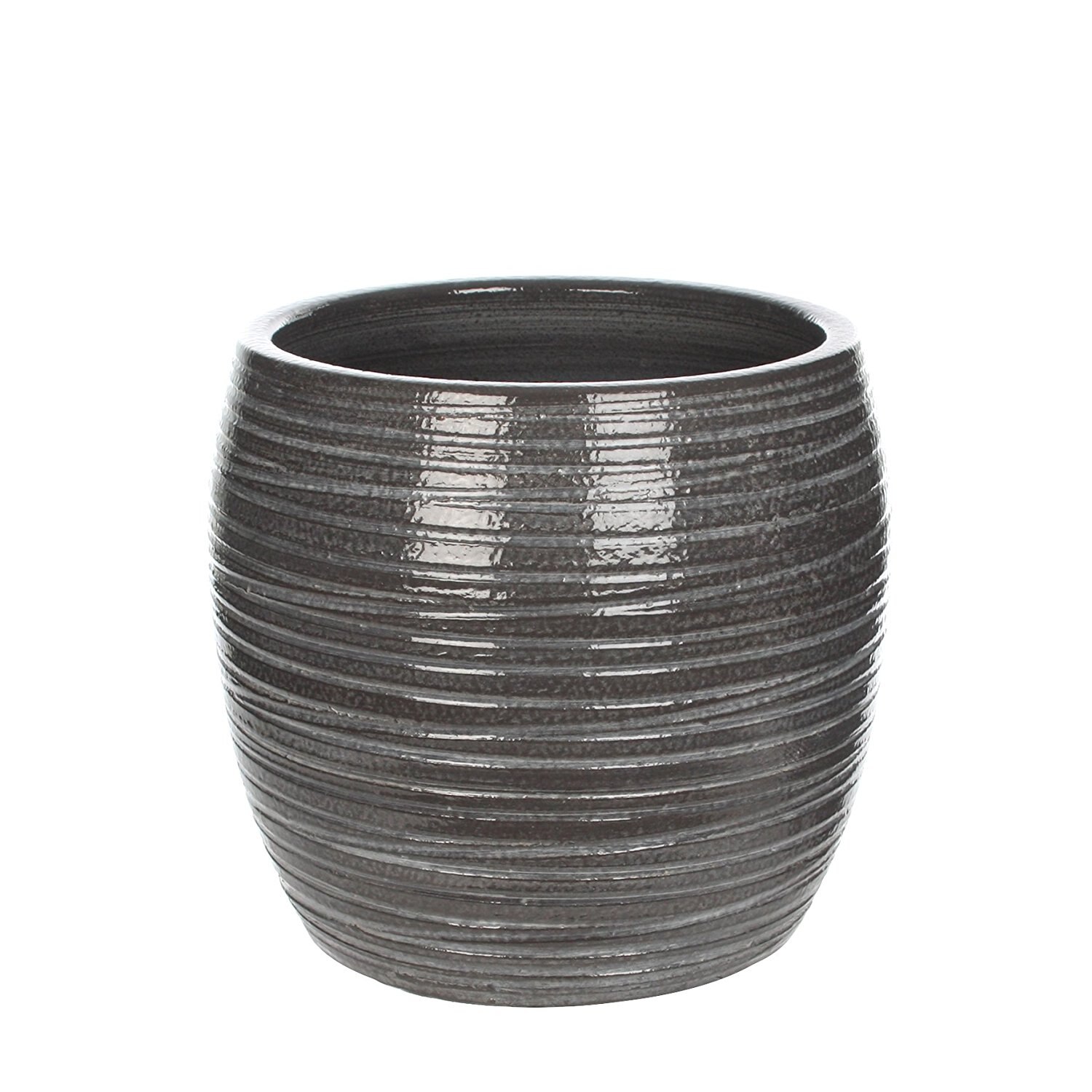 Masca ceramica deco gri Mica Loomy cu finisaj lucios pentru plante de interior cu diametrul de 24 cm