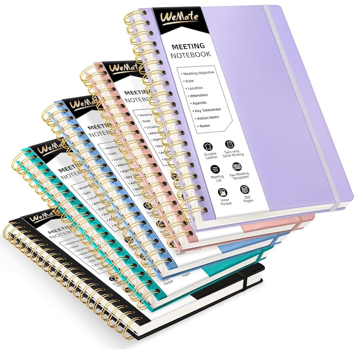 Set 5 Caiete Conferinta, WEMATE, 200 Pagini, mov, 26x18 cm