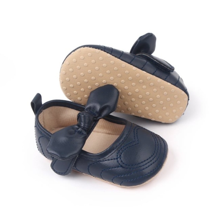 Обувки SuperBaby, Модел AL 14452 Сърце, Екокожа, 3-6 месеца, Момичета, Тъмносини, 18