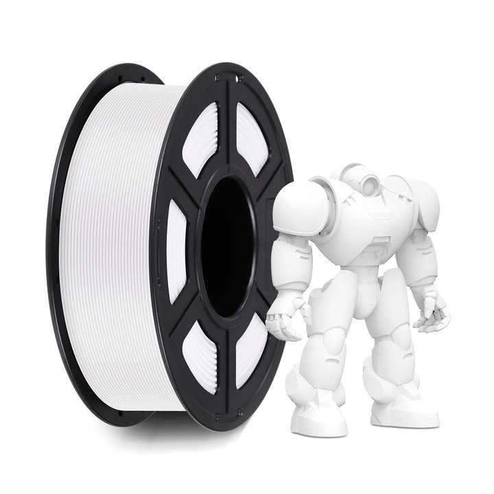 Rola filament 3D, Anycubic, PLA, Alb, 1kg, lungime 330 m, diametru 1.75mm, compatibilitate cu majoritatea imprimantelor 3D tehnologie FDM