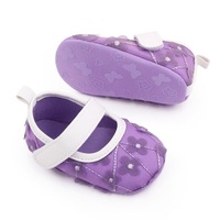 Pantofi SuperBaby, Model AL 14377 cu floricele, Textil, 3-6 luni, Fete, Mov, 18