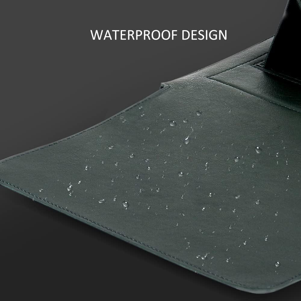 Husă pentru laptop iPCA, suport ergonomic, piele sintetică impermeabilă, neagră, 15"