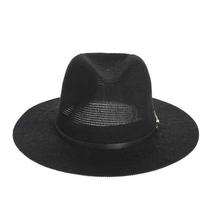 Palarie Fedora neagra cu banda subtire decorativa, Meli Melo Paris