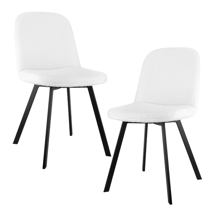 2 db étkezőszék szett, Bytelike, étkezőszékek, puha párnákkal, fém lábakkal, minimalista stílus, fehér