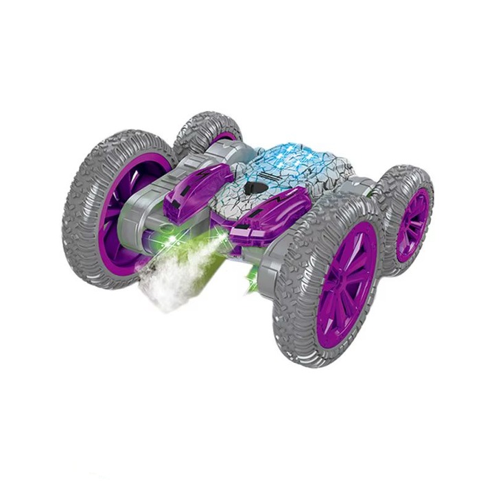 Masina de cascadorii cu telecomanda AiJH cu iluminare LED si fum, roz