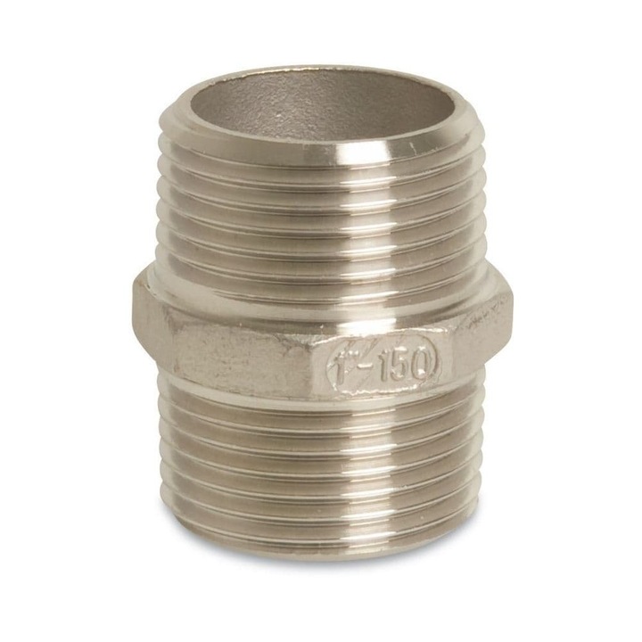 Niplu Dublu Inox KLASEBO 1/2", Filetat, Rezistent la Coroziune, Temperaturi -20C la +200C