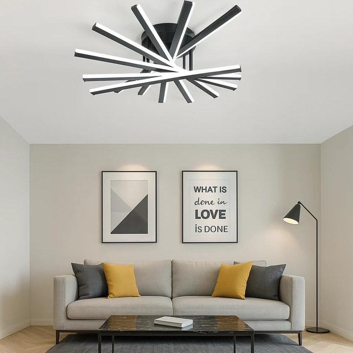 RFAN LED полилей, модел JX630116-9, с дистанционно управление, 3 вида светлина, регулируем интензитет, 164 W, черен