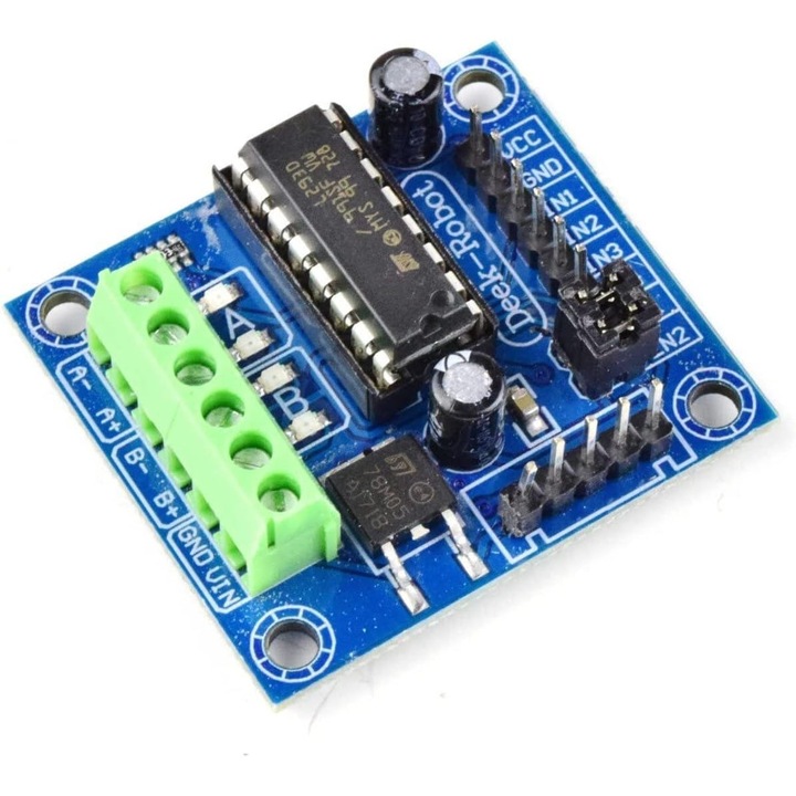 L293D meghajtómodul, 4 csatornás H-híd, 2 DC vagy 1 léptetőmotorhoz, 25V, 600mA csatornánként, Arduino-kompatibilis