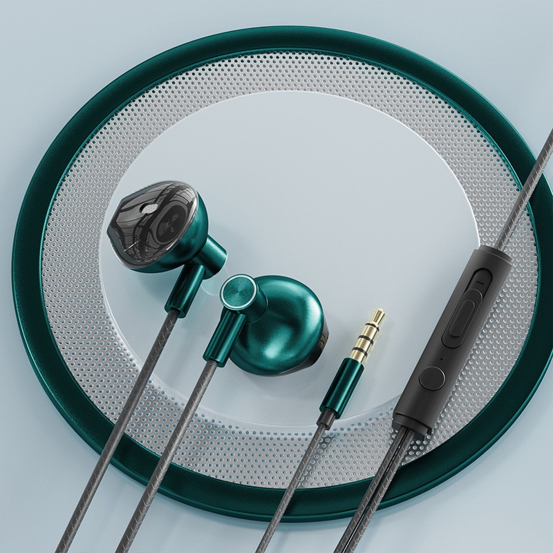 Casti cu fir in-ear, verde, 3.5mm, confortabile, sunet fidel