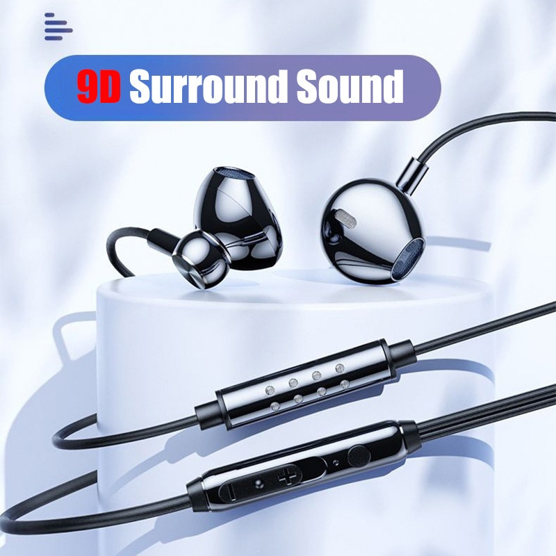 Casti cu fir, tip in-ear, cu microfon, sunet panoramic 9D, cablu de 1.5m, interfata Type-C