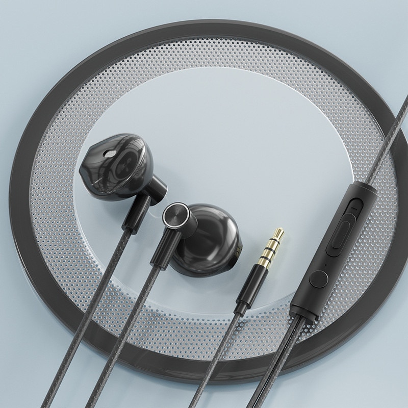 Casti cu fir in-ear, negru, 3.5mm, confortabile, sunet fidel