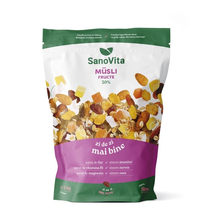 Set 2 x Musli cu Fructe 30%, Sanovita Zipper, 1 kg
