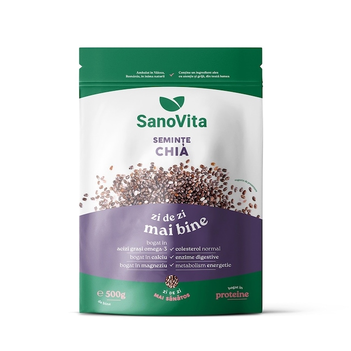 Set 2 x Seminte de Chia, Sanovita Zipper, 500 g