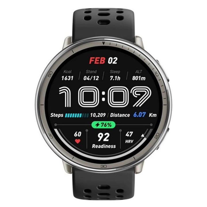AMAZFIT ACTIVE 2 okosóra bőr szíj, 5 ATM + szilikon szíj, FEKETE