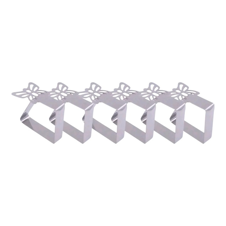 Щипки за покривка от неръждаема стомана, модел пеперуда, 6 бр.