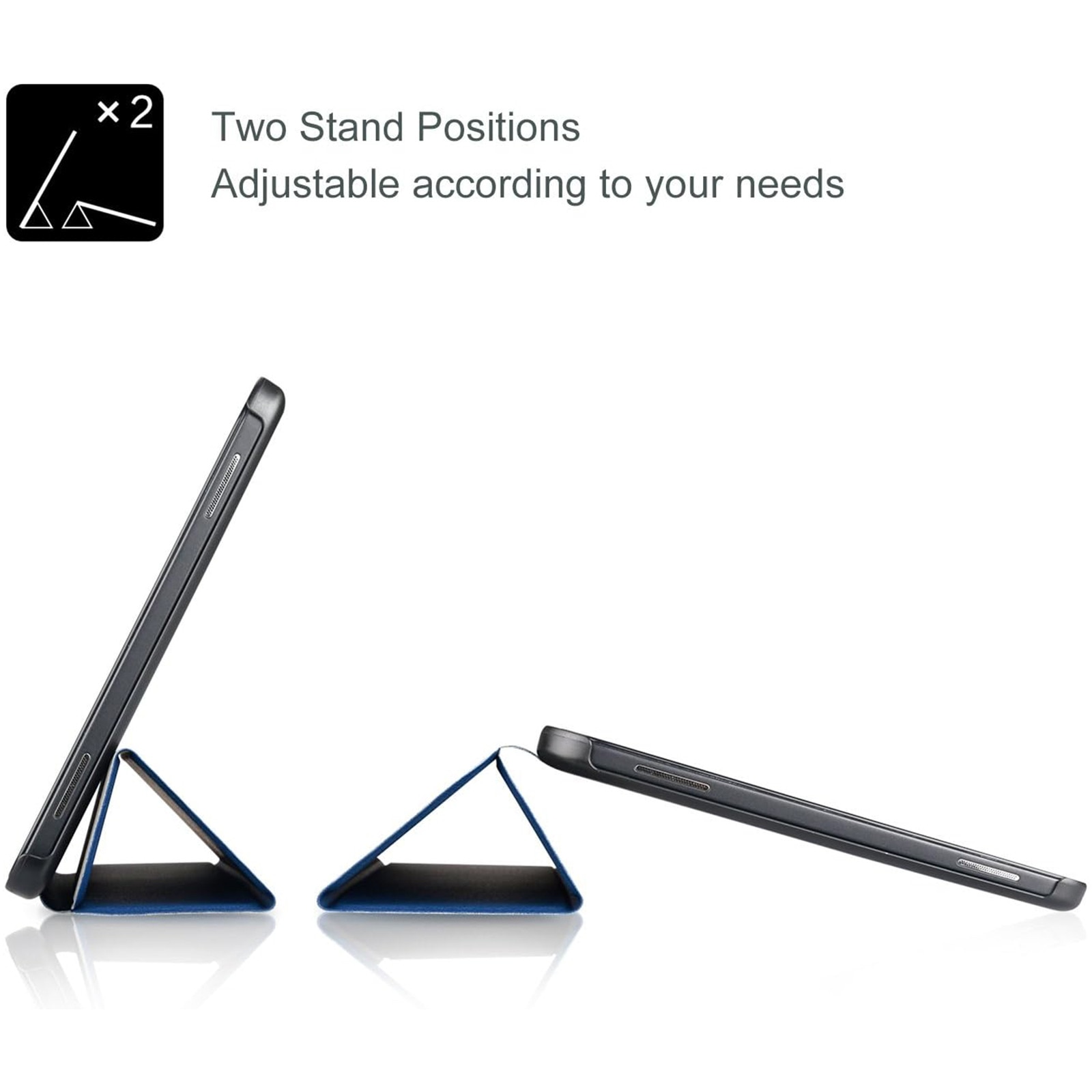 Husa pentru tableta AYSTOAYS®, Samsung Galaxy Tab A 10.1, Carcasa protectoare subtire, Unghiuri Ajustabile, Tip Flip Cover, Albastru inchis