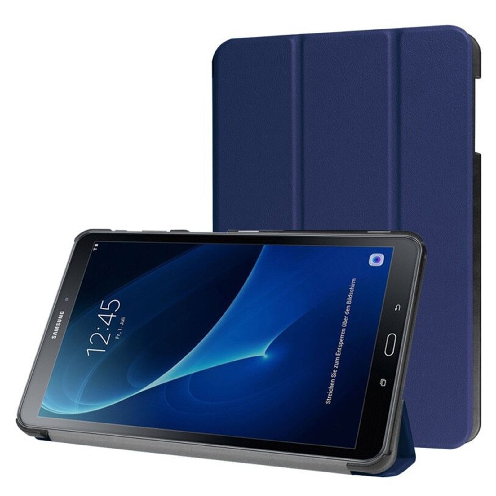 Husa pentru tableta AYSTOAYS®, Samsung Galaxy Tab A 10.1, Carcasa protectoare subtire, Unghiuri Ajustabile, Tip Flip Cover, Albastru inchis