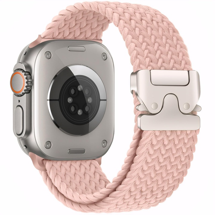 Óraszíj Apple Watch SE/ 10/9/8/7/6/5/4/3/2-höz, méret: 38/40/41/42mm, rugalmas nylon, állítható, ejtőernyős csat, Vanaxalife®, rózsaszín