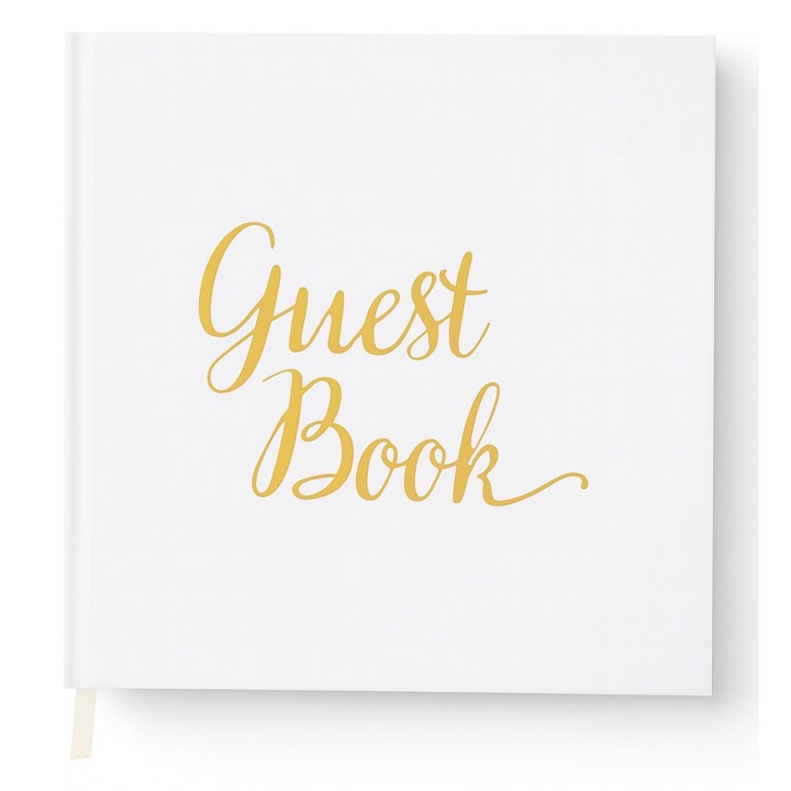 Carte de Oaspeti pentru Nunta, Your Perfect Day, 180 g/m², 32 de pagini, 22 x 22 cm, Guestbook, Alb/Auriu