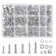 Set 510 suruburi, Belle Vous, Suruburi, Piulite, Saibe, M4 M5 M6, din Otel Inoxidabil 304, Cap Plat, Cutie de depozitare transparenta, Argintiu