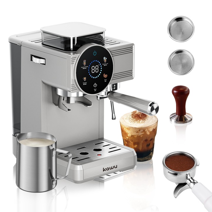 Kawu Aparat de cafea 5511，Panou tactil LED，Multimod，Capacitate mare，Aparate de cafea cu filtru, Aparate de espresso semiautomate