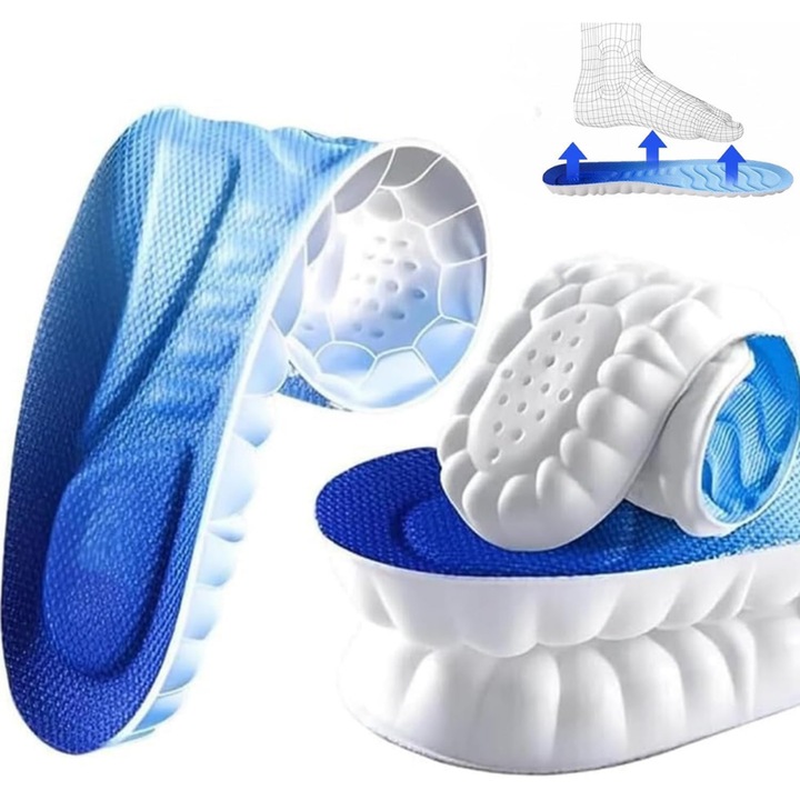 Branturi Sport PU, Confort Ridicat, MzcrJosv®, Antibacterian si Anti-miros, Absorbant Transpiratie, Respirabil si Elastic, pentru Barbati si Femei, pentru Pantofi Casual si Sportivi, albastru/alb, 37-38