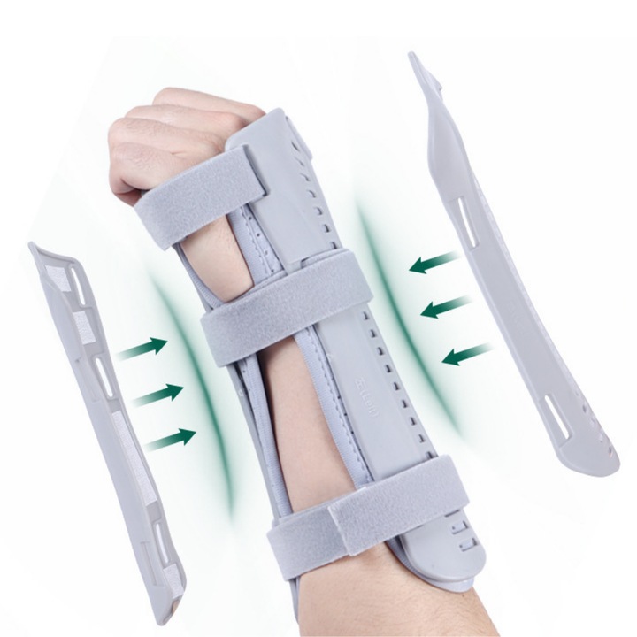 Suport pentru incheietura mainii, MzcrJosv®, protectie, stabilitate si confort pentru activitati si recuperare, unisex, Mana stanga, Gri, plastic