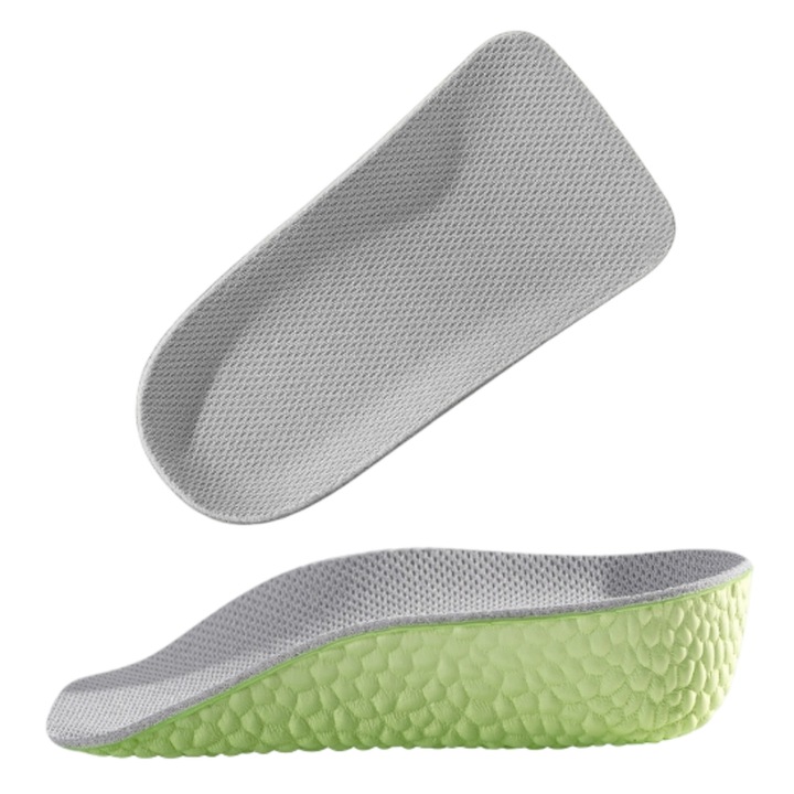 Set 2 Branturi Ortopedice Inaltatoare, MzcrJosv®, Respirabil anti transpiratie, Absorbtie de soc antiderapante, Proiectare confort inginereasca a corpului uman, Pentru pantofi din piele, ghete, adidasi, EVA, 3.5cm, Gri/Verde
