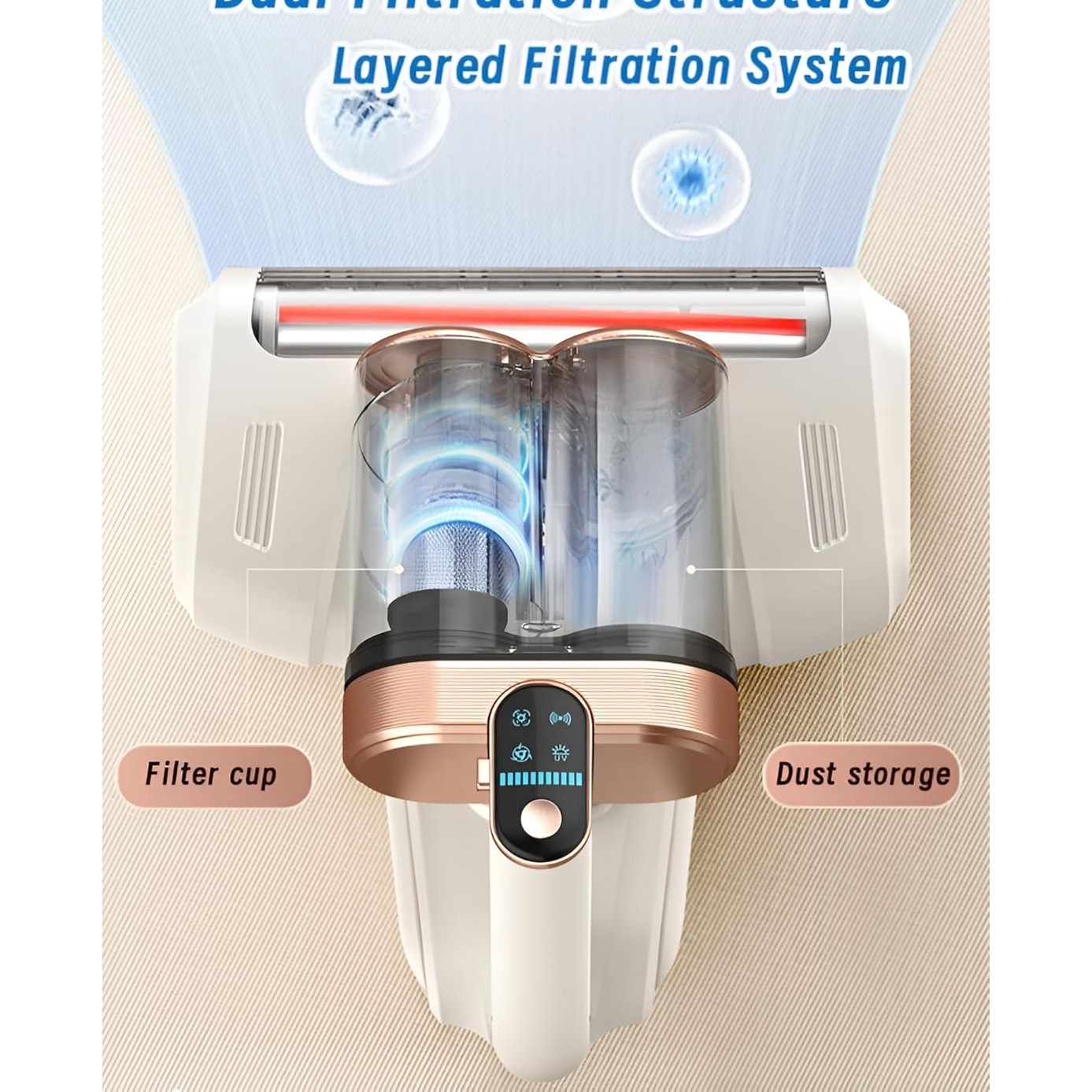 Aspirator UV, sterilizare wireless anti-acarieni, curatare cu ultrasunete, indepartarea prafului si sterilizarea parului de animale, canapea, pat, perna, aspirare puternica si zgomot redus, putere 120w, capacitate baterie 1800AH, putere 5g, alb