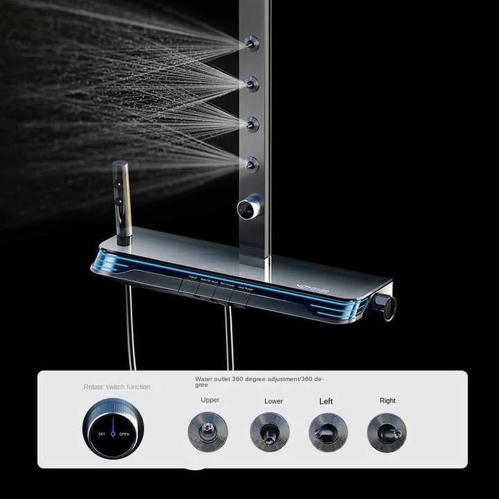Set de dus termostatic inteligent Kleenmac cu afisaj digital model Escalus (52 x 15 cm)