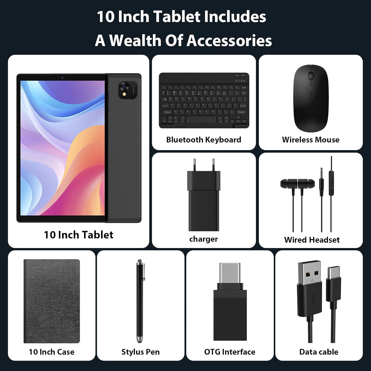 Tableta 10.1" Octa-Core, Android 14.0, 36(12+24)GB RAM, 128GB ROM, SIM/4G LTE, 5GHz WIFI, 1920*1200 FHD, 8000mAh, Negru