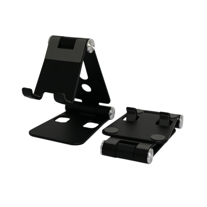 Suport telefon mobil dublu pliabil, baza reglabila pentru birou, compatibil cu iPhone 16 15 14 13 12 11 Pro Xs Xs Max Xr X 8 si toate celelalte telefoane mobile, Suport birou Freestanding Apple