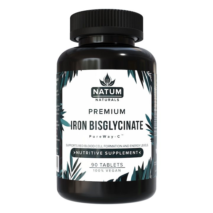 Premium Fier Bisglycinat + PureWay-C – Supliment Alimentar, Suport pentru Energie, Imunitate si Absorbtie Optima, 1 Capsula/zi, 90 Capsule