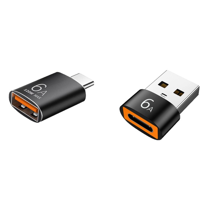 USB към USB-C адаптер (опаковка от 2): 1 x USB-A 3.0 женски към USB-C мъжки OTG адаптер, 1 x USB-C женски към USB-A мъжки адаптер, Съвместим с MacBook, iPhone 15/16, Samsung Galaxy, смартфони, таблети, лаптопи